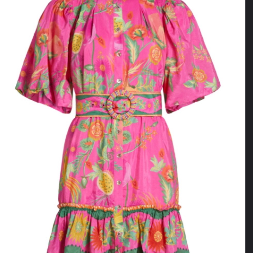 FARM Rio Fuchsia Tropical Print Dress